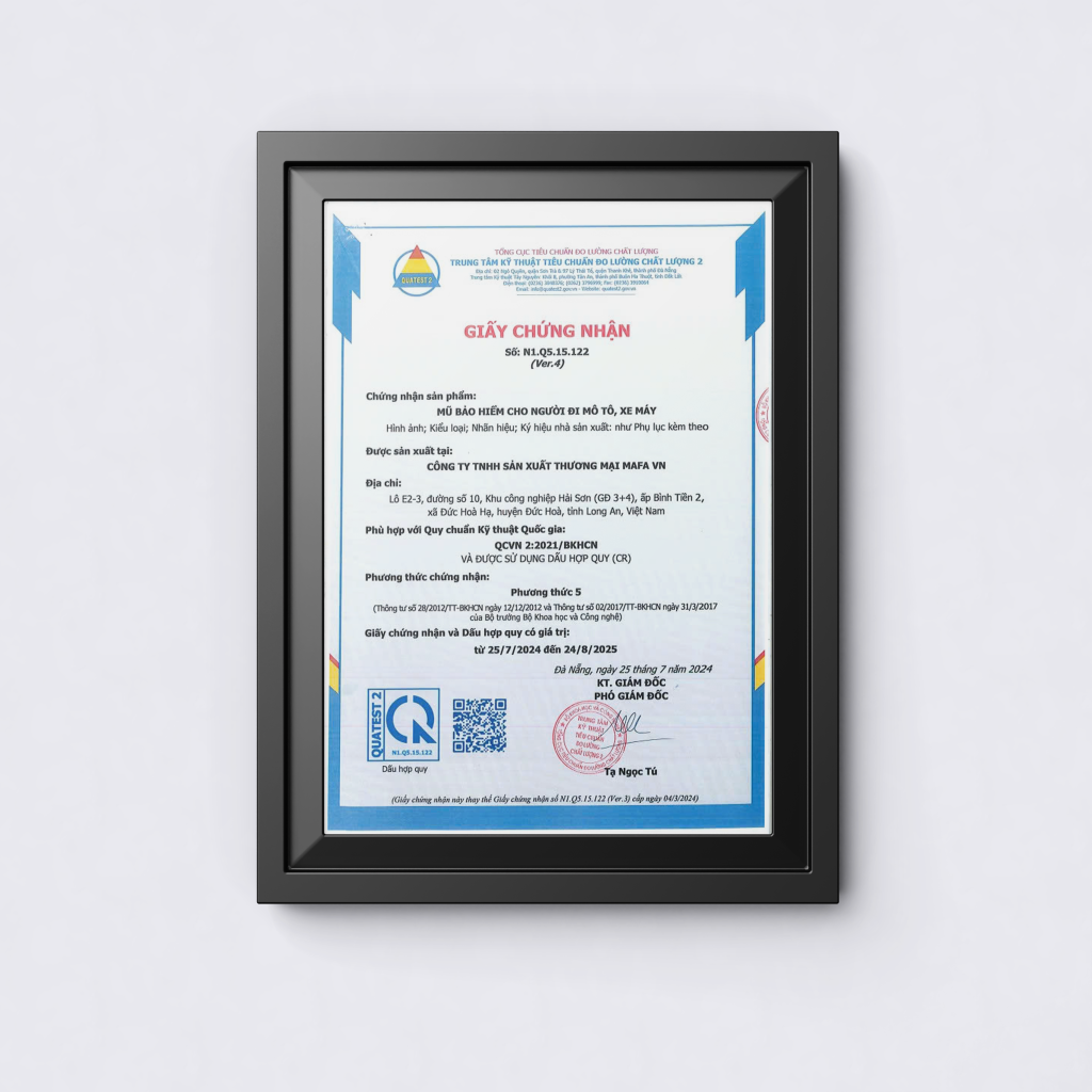 7 lý do nên chọn mũ bảo hiểm đạt chuẩn CR làm quà tặng 1 Giấy chứng nhận đạt chuẩn CR