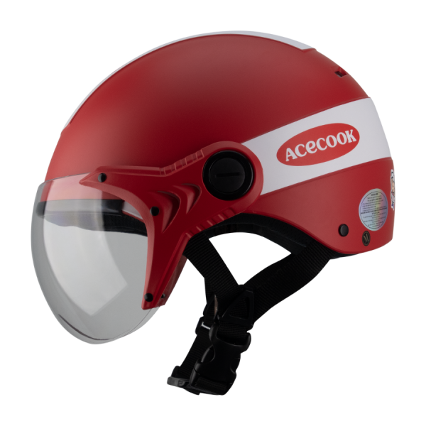 Mũ bảo hiểm 1/2 có kính Asia MT-104K 3 Nón bảo hiểm nửa đầu Asia MT-104K nút bấm chắc, dễ sử dụng