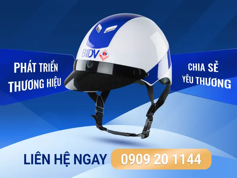 Báo giá mũ bảo hiểm quà tặng 2025 1 Mũ bảo hiểm in logo là chiếc biển quáng cáo di động