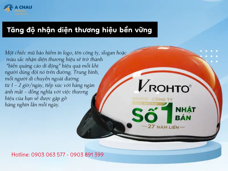Lợi ích mũ bảo hiểm quà tặng có thương hiệu cho doanh nghiệp 2 Tăng độ nhận diện thương hiệu cho doanh nghiệp