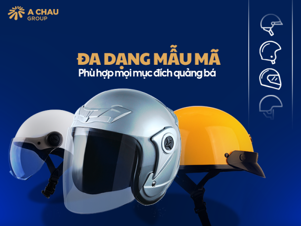 Cơ sở sản xuất mũ bảo hiểm quảng cáo theo yêu cầu 2025 6 Đa dạng mẫu mã các loại mũ bảo hiểm quảng cáo