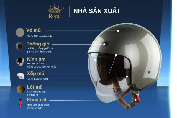 Nón bảo hiểm Á Châu có tốt không? Gồm những thương hiệu nào 1 Công ty nón bảo hiểm Á Châu sản xuất thương hiệu Royal