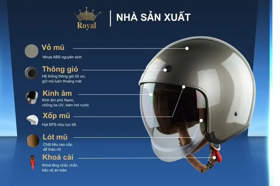 Tổng hợp các hãng mũ bảo hiểm tốt nhất Việt Nam 2025 3 Royal là một trong các hãng mũ bảo hiểm tốt nhất Việt Nam