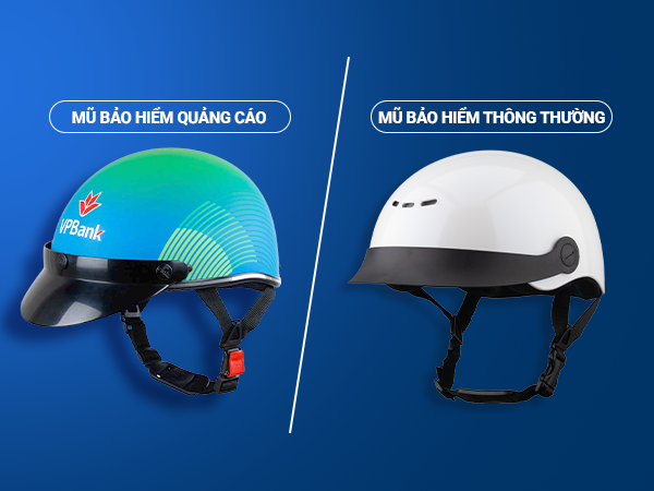Phân biệt mũ bảo hiểm quảng cáo và mũ bảo hiểm thông thường