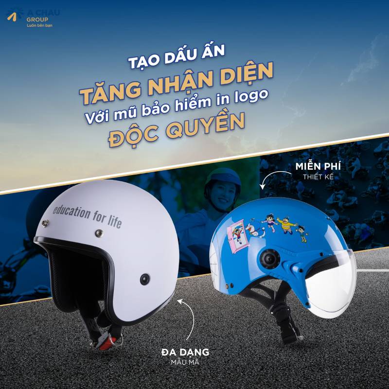 Cơ sở sản xuất mũ bảo hiểm quảng cáo theo yêu cầu 2025 2 Tăng nhận diện với mũ bảo hiểm quảng cáo