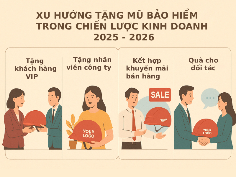 Xu hướng quà tặng doanh nghiệp 2025 – 2026 4 Xu hướng tặng mũ bảo hiểm trong chiến lược kinh doanh