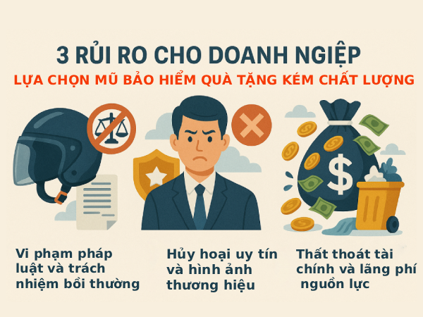Những rủi ro cho doanh nghiệp chọn mũ bảo hiểm quà tặng kém chất lượng