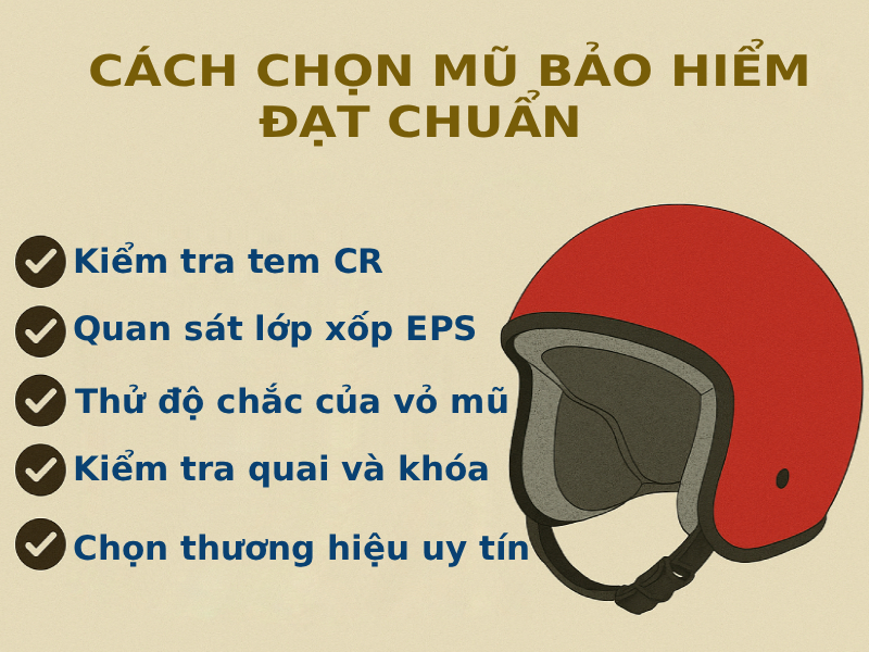 Hướng dẫn cách nhận biết mũ bảo hiểm không đạt chuẩn 6 Cách chọn mũ bảo hiểm đạt chuẩn