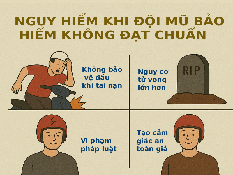 Hướng dẫn cách nhận biết mũ bảo hiểm không đạt chuẩn 5 Đội mũ bảo hiểm không đạt chuẩn tiềm ẩn nhiều mối nguy hiểm