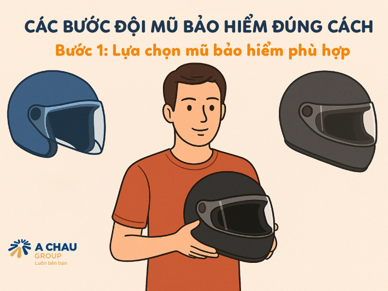 Hướng dẫn các bước đội mũ bảo hiểm đúng cách chuẩn nhất 2 Lựa nón bảo hiểm đúng cách là một trong các bước đội mũ bảo hiểm đúng cách