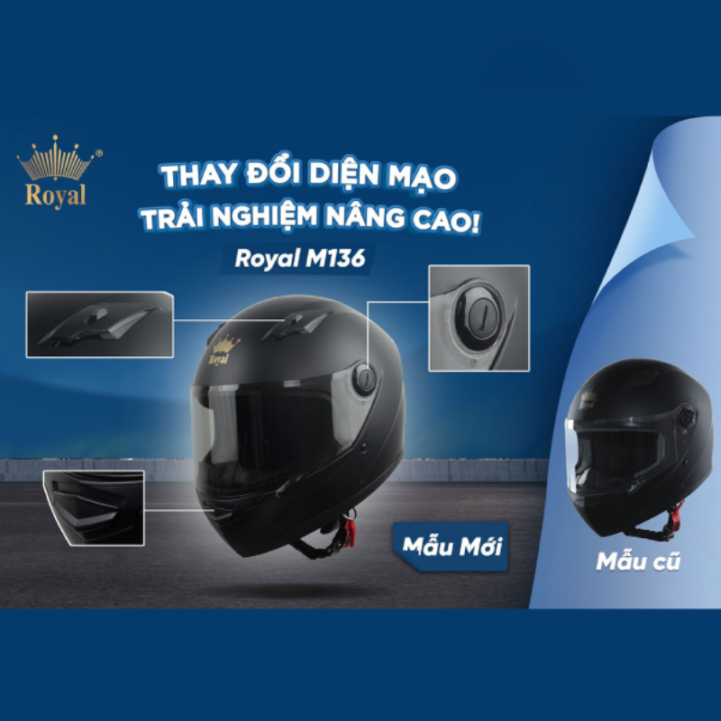 17 nón bảo hiểm có kính tốt và đáng mua nhất hiện nay 15 Mũ bảo hiểm có kính Royal M136