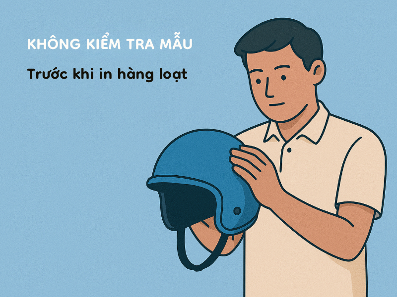 10 sai lầm khi đặt in nón bảo hiểm cho công ty 4 Sai lầm khi đặt in nón bảo hiểm cho công ty là không kiểm tra mẫu trước khi in hàng loạt