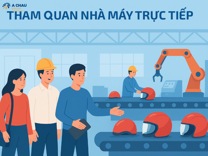 5 kinh nghiệm chọn nhà sản xuất mũ bảo hiểm uy tín 2 Kinh nghiệm chọn nhà sản xuất mũ bảo hiểm uy tín là phải tham quan nhà máy trực tiếp