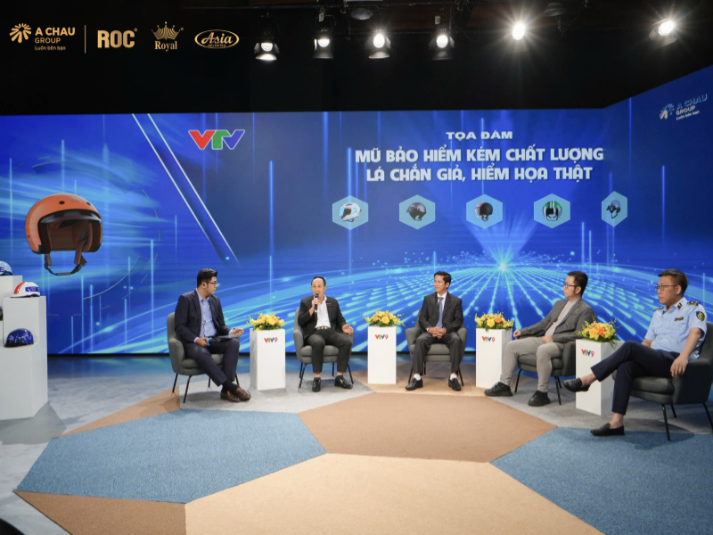 Á Châu Group đồng hành cùng VTV9: TỌA ĐÀM “Mũ bảo hiểm kém chất lượng – Lá chắn giả, hiểm họa thật” 1 Tọa đàm mũ bảo hiểm kém chất lượng