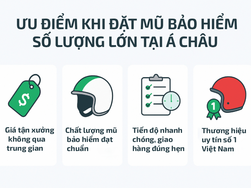 Có nên đặt mũ bảo hiểm số lượng lớn tại Á Châu không? 3 Ưu điểm khi đặt mũ bảo hiểm số lượng lớn tại Á Châu