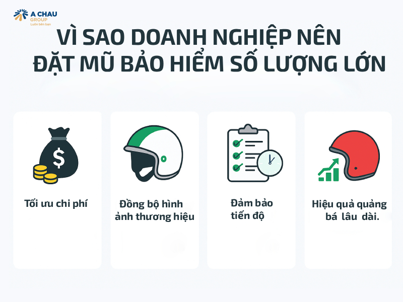 Có nên đặt mũ bảo hiểm số lượng lớn tại Á Châu không? 1 Vì sao doanh nghiệp nên đặt mũ bảo hiểm số lượng lớn?