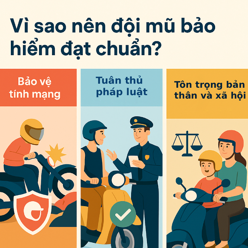 Vì sao nên đội mũ bảo hiểm đạt chuẩn