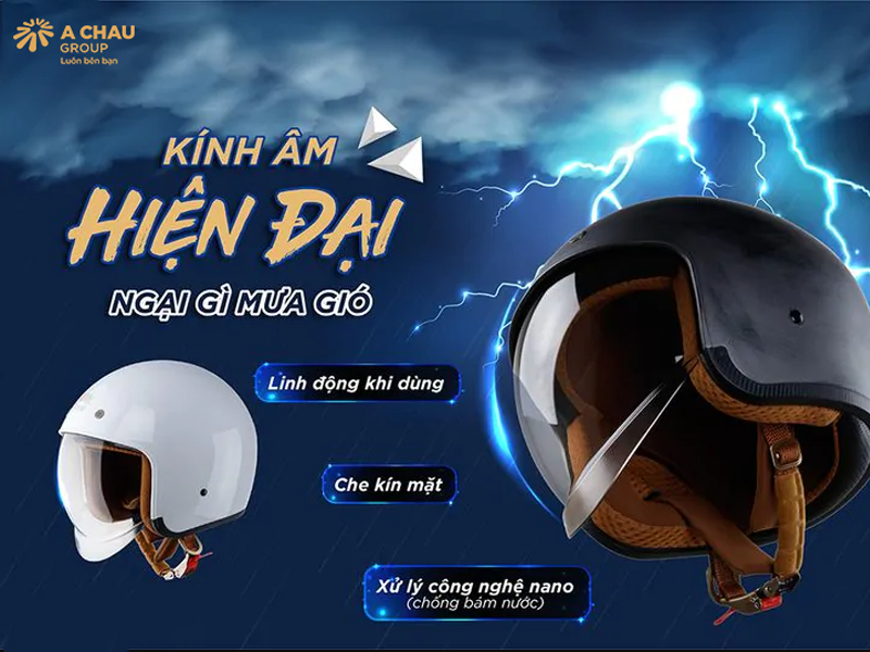 Nón bảo hiểm đi mưa chống thấm nước cao cấp Á Châu.