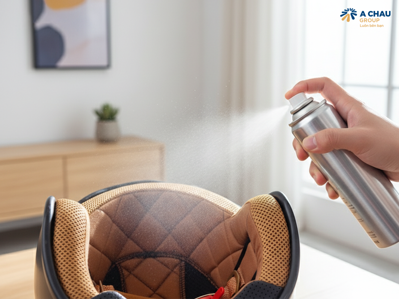 5 bước vệ sinh mũ bảo hiểm đúng cách tại nhà 4 Sử dụng xịt khử mùi chuyên dụng giúp nón bảo hiểm luôn thơm mát, sạch khuẩn.