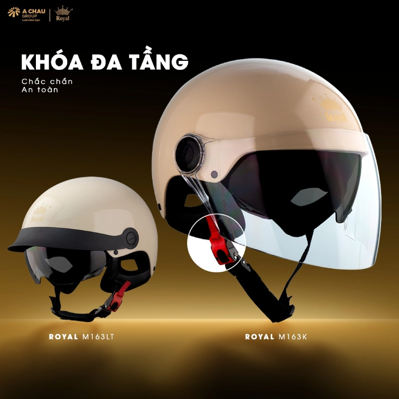 Mũ bảo hiểm 1/2 có kính sử dụng dễ dàng, tiện lợi