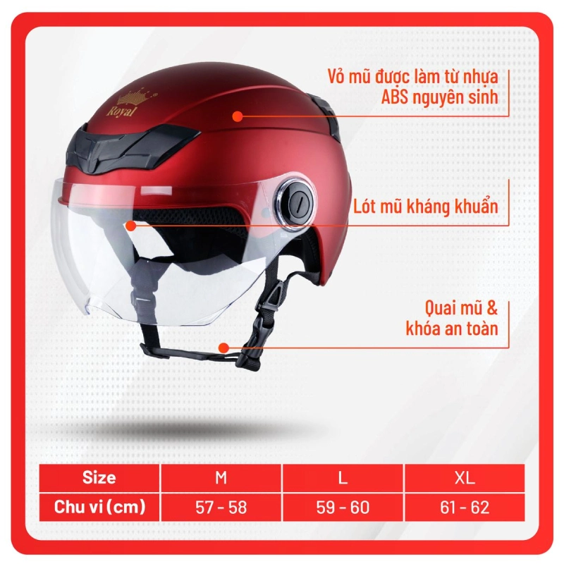 21 mẫu mũ bảo hiểm nữ đẹp nhất hiện nay 10 Mũ bảo hiểm dành cho nữ Royal M153K