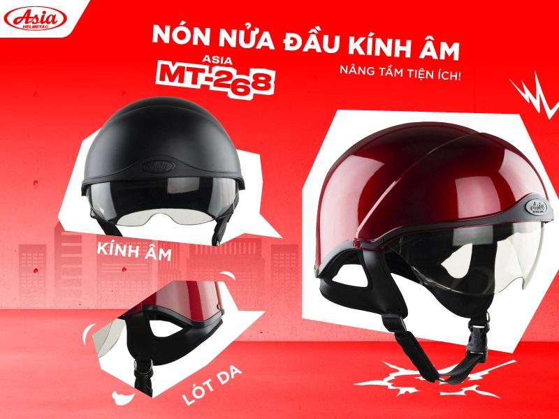 21 mẫu mũ bảo hiểm nữ đẹp nhất hiện nay 8 Mũ bảo hiểm dành cho nữ Asia MT-268