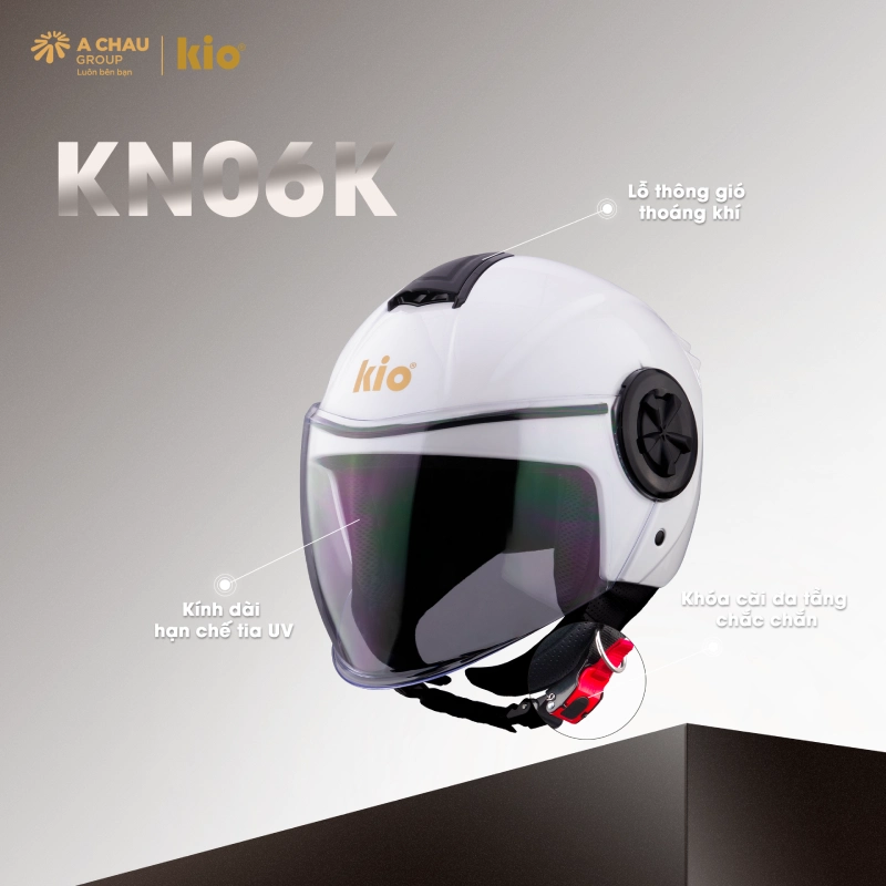 21 mẫu mũ bảo hiểm nữ đẹp nhất hiện nay 21 Mũ bảo hiểm 3/4 đầu KiO KN06K