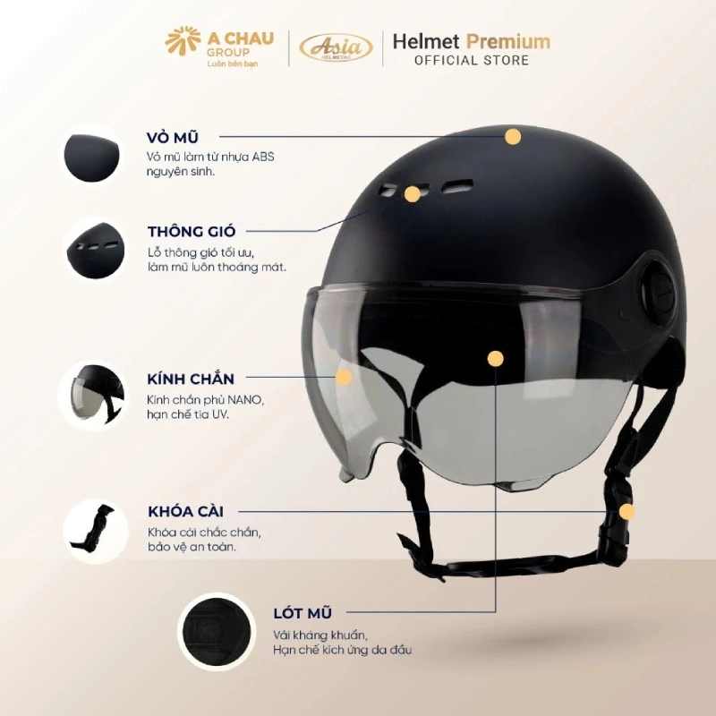 21 mẫu mũ bảo hiểm nữ đẹp nhất hiện nay 4 Nón bảo hiểm nữ Asia A07K