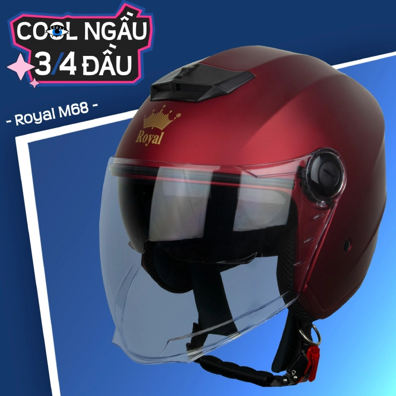 Nón bảo hiểm màu đỏ mờ siêu đẹp