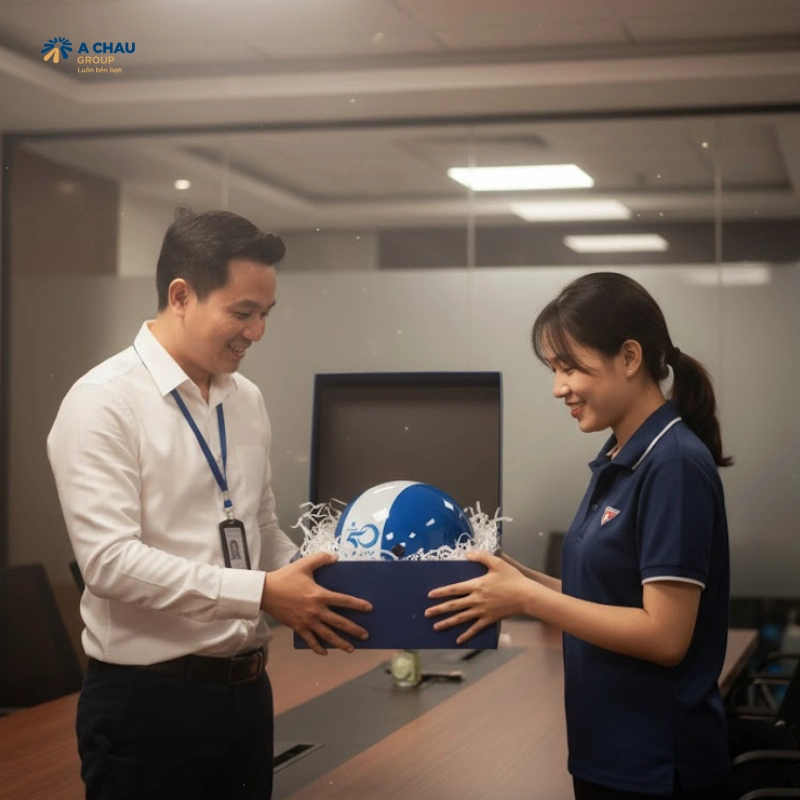 Tặng mũ bảo hiểm được khách hàng, nhân viên và đối tác trân trọng