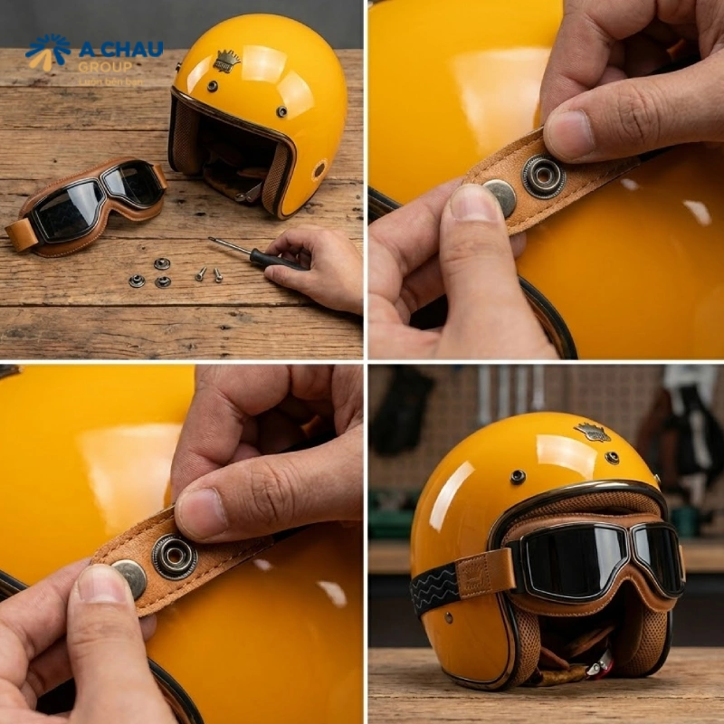 Cách gắn kính phi công vào mũ bảo hiểm đúng chuẩn