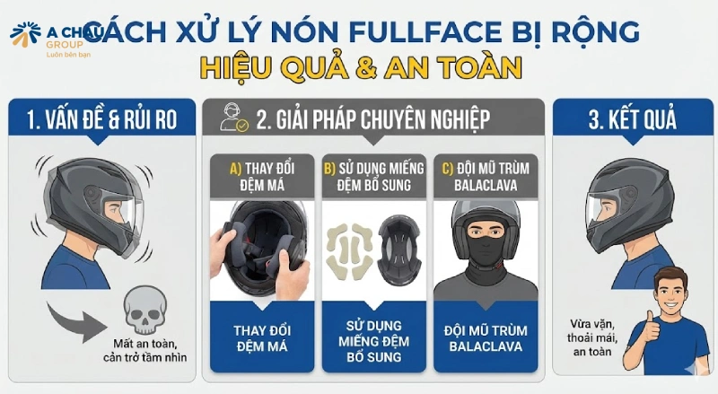 Cách sửa nón fullface bị rộng