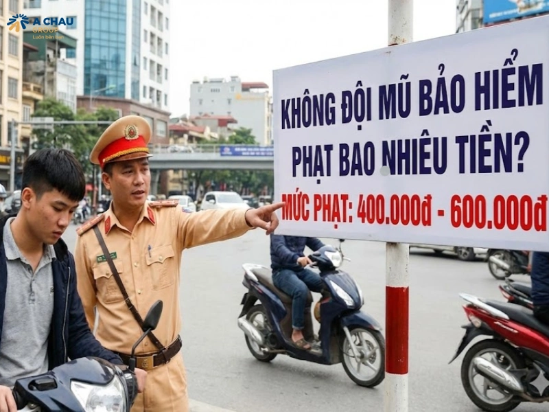 Không đội mũ bảo hiểm phạt bao nhiêu tiền?