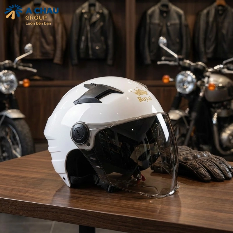 Nón bảo hiểm nửa đầu có kính che mặt