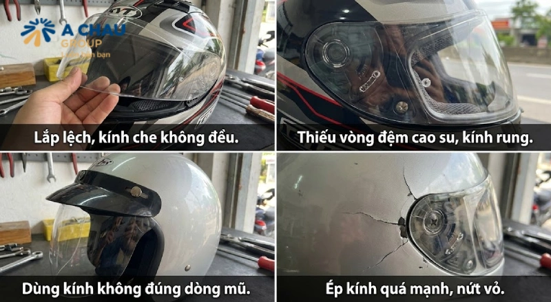 Những lỗi thường gặp khi gắn kính cho nón bảo hiểm 