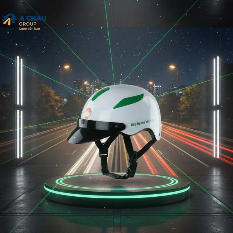 Màu nào phù hợp nhất khi làm mũ bảo hiểm quảng cáo - Màu trắng, sạch, tối giản và nổi bật.