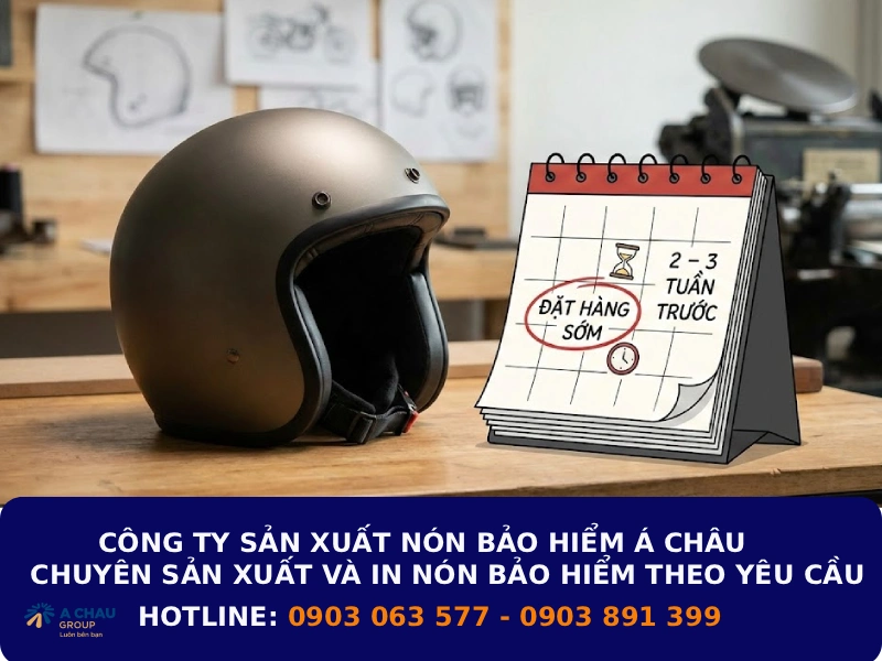 Doanh nghiệp nên đặt in nón bảo hiểm trước ít nhất 2 – 3 tuần so với thời điểm cần sử dụng