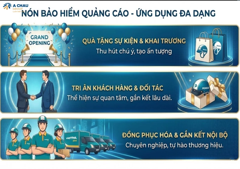 Nón bảo hiểm quảng cáo là gì? Mang lại lợi ích gì? 9 Nón bảo hiểm quảng cáo thường được sử dụng trong những trường hợp nào?