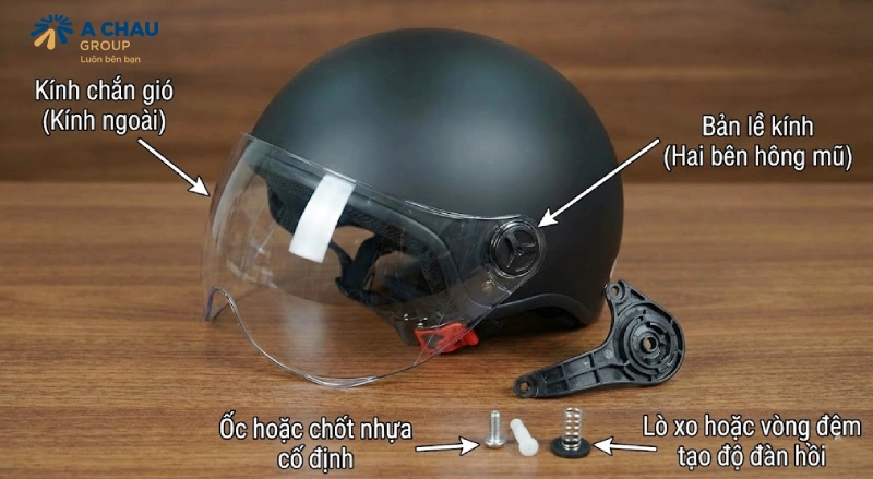 Hiểu đúng cấu tạo kính mũ bảo hiểm nửa đầu trước khi lắp