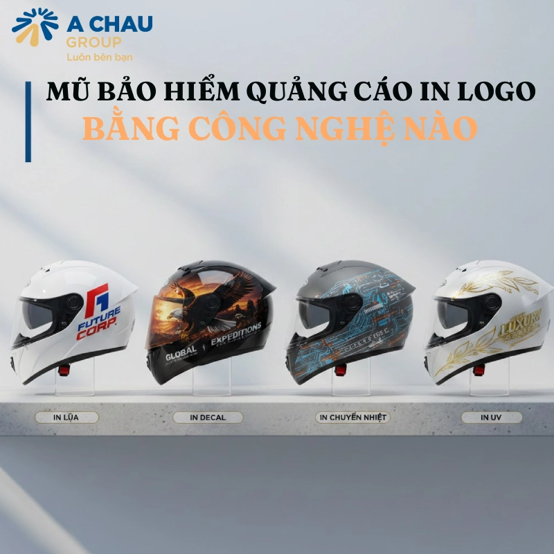 Mũ bảo hiểm quảng cáo in logo bằng công nghệ nào