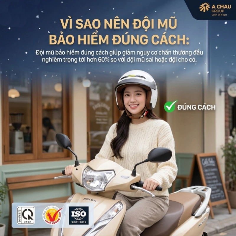 Vì sao nên đội mũ bảo hiểm đúng cách