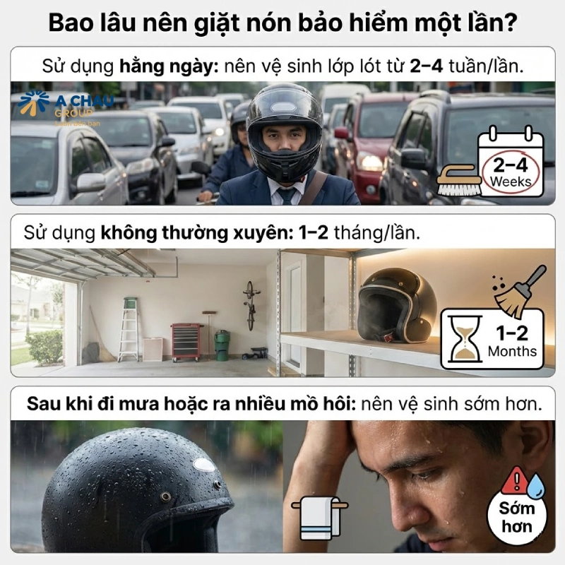 Bao lâu nên giặt nón bảo hiểm một lần?