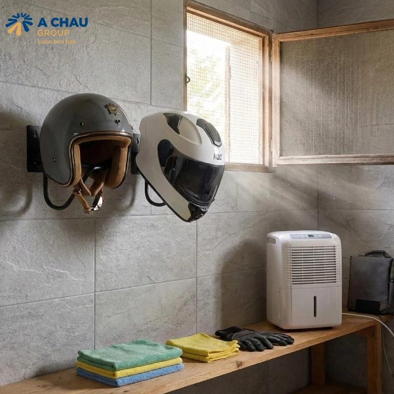 Bảo quản nón bảo hiểm ở nơi khô ráo, thông thoáng