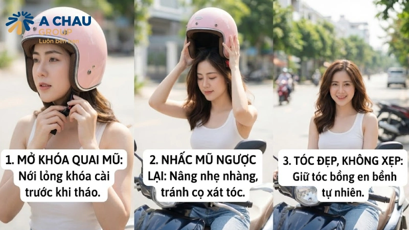 Chia sẻ cách đội nón bảo hiểm không bị xẹp tóc hay nhất 7 Cách tháo mũ bảo hiểm để tóc không rối và xẹp