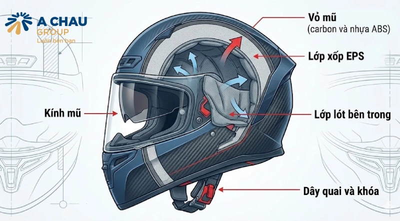 Cấu tạo của nón trùm kín đầu