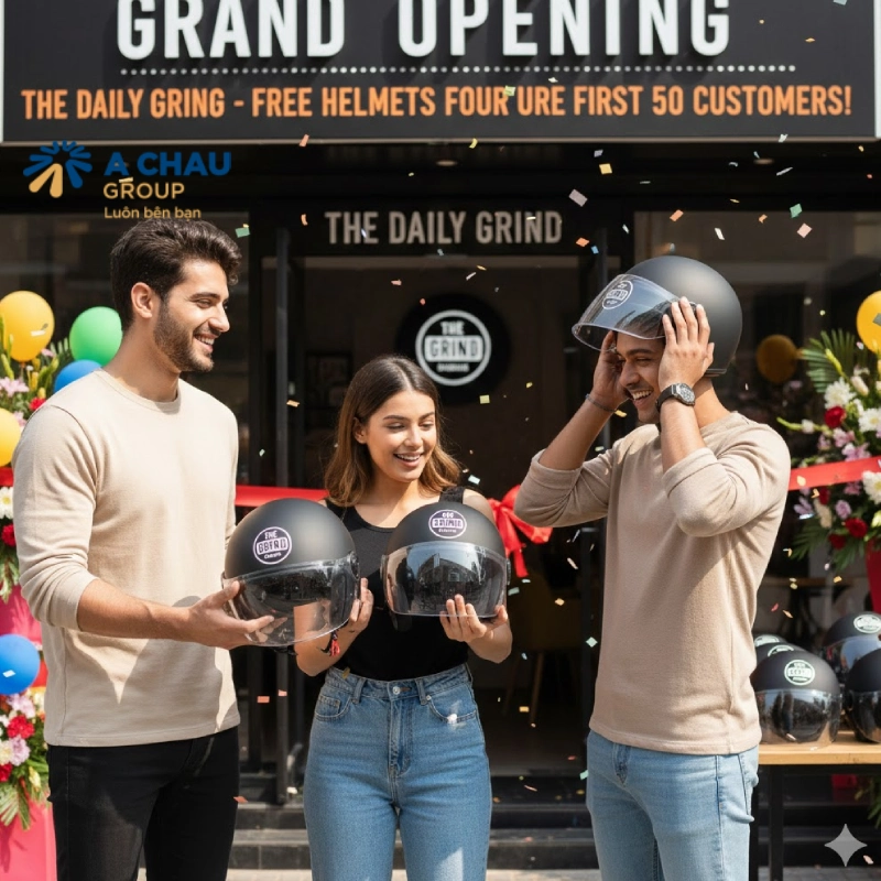 Giá trị cảm xúc khi tặng mũ bảo hiểm in logo trong ngày khai trương