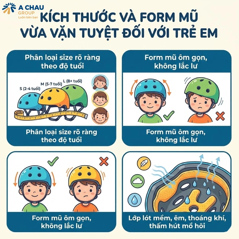 Kích thước và form mũ vừa vặn tuyệt đối