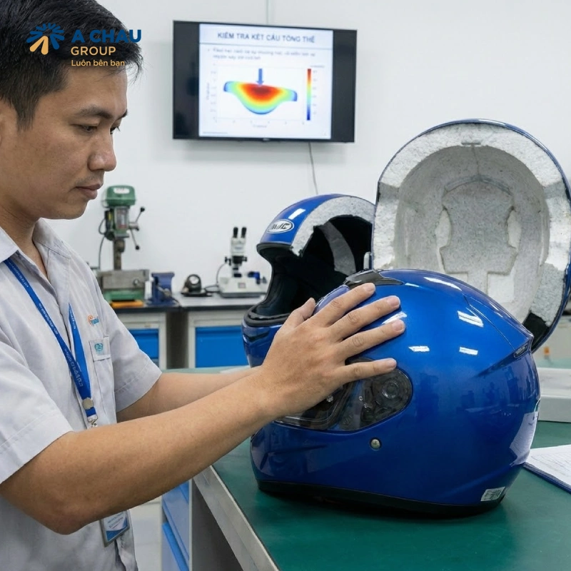 Kiểm tra kết cấu tổng thể của nón bảo hiểm