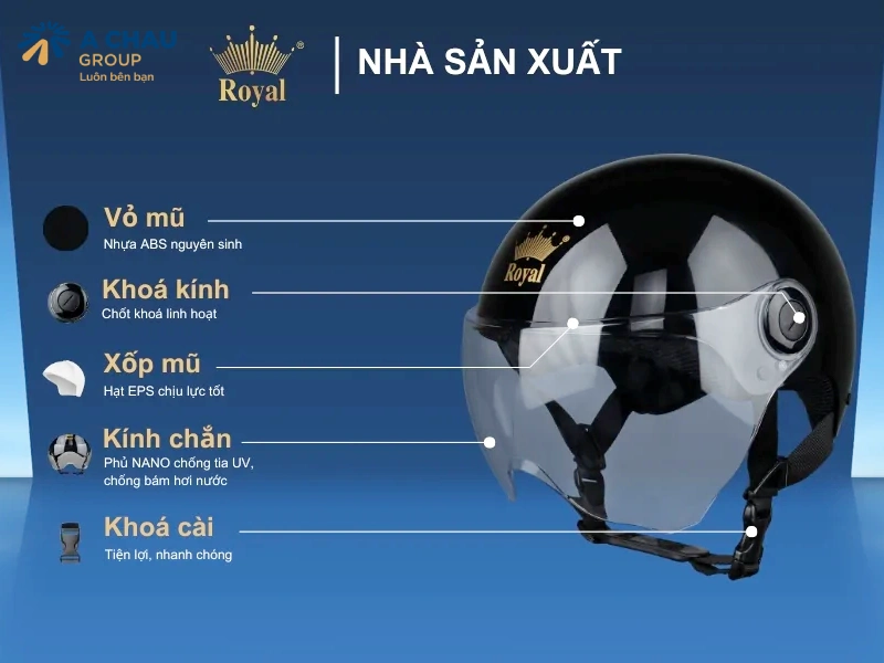 Mũ bảo hiểm 1/2 Royal M162K