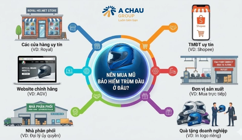 Nên mua mũ bảo hiểm trùm đầu ở đâu?
